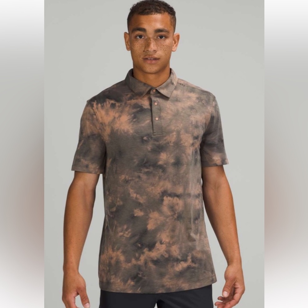 Lululemon Evolution Short Sleeve Polo Diamond Dye Sedona Sunset Graphite szS